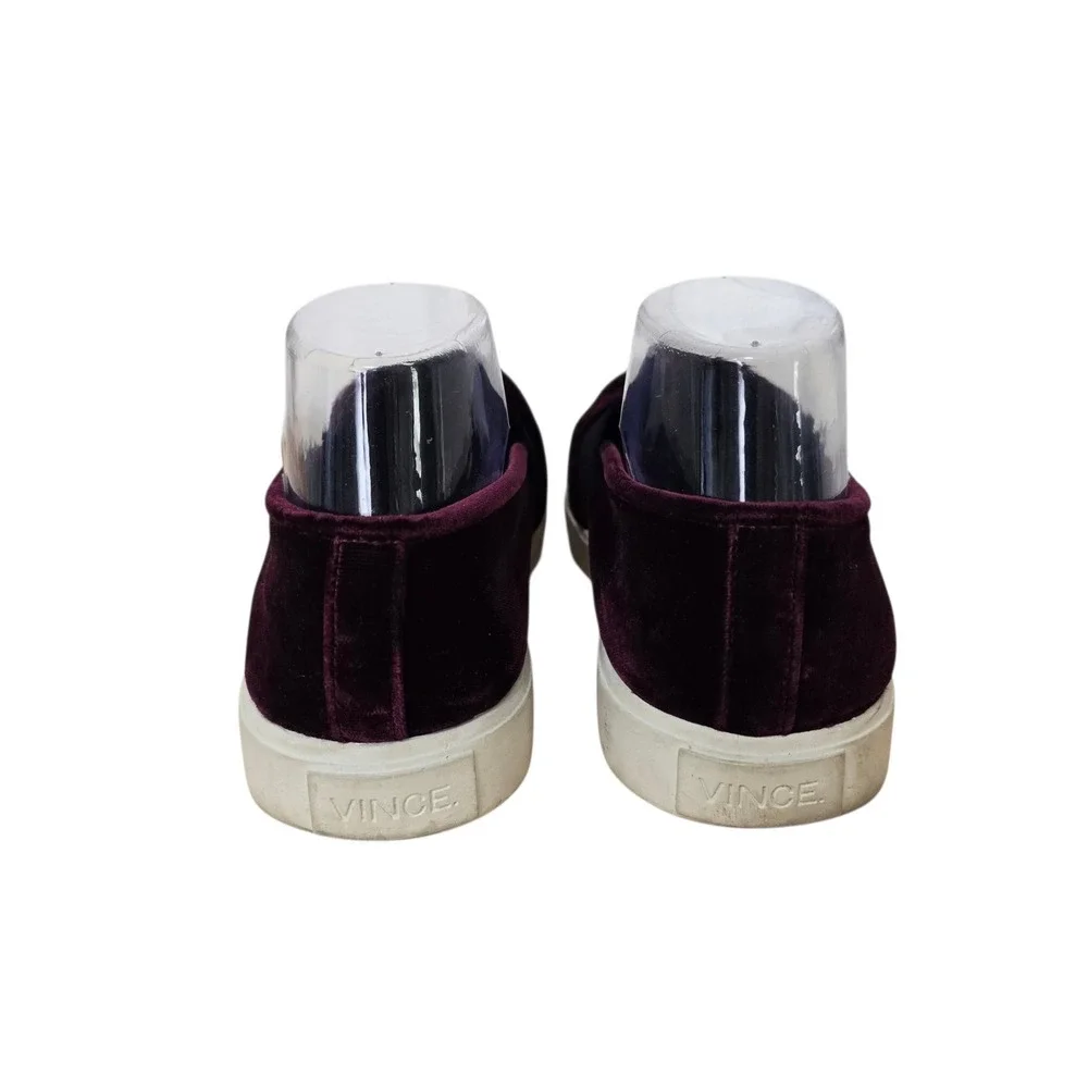 Vince Womens Size 9.5 Burgundy‎ Velvet Slip On Sneakers Round Toe Platform Shoes